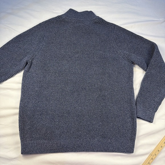 LL Bean Men's blue Sweater Size XXL Tall Organic Cotton Waffle Knit Quarter Zip - Picture 4 of 5